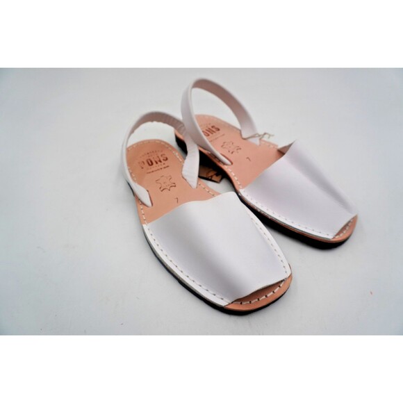 PONS Avarcas Men\'s  Size 7 Mediterranean White Leather Sandals Handmade in Spain main image 5